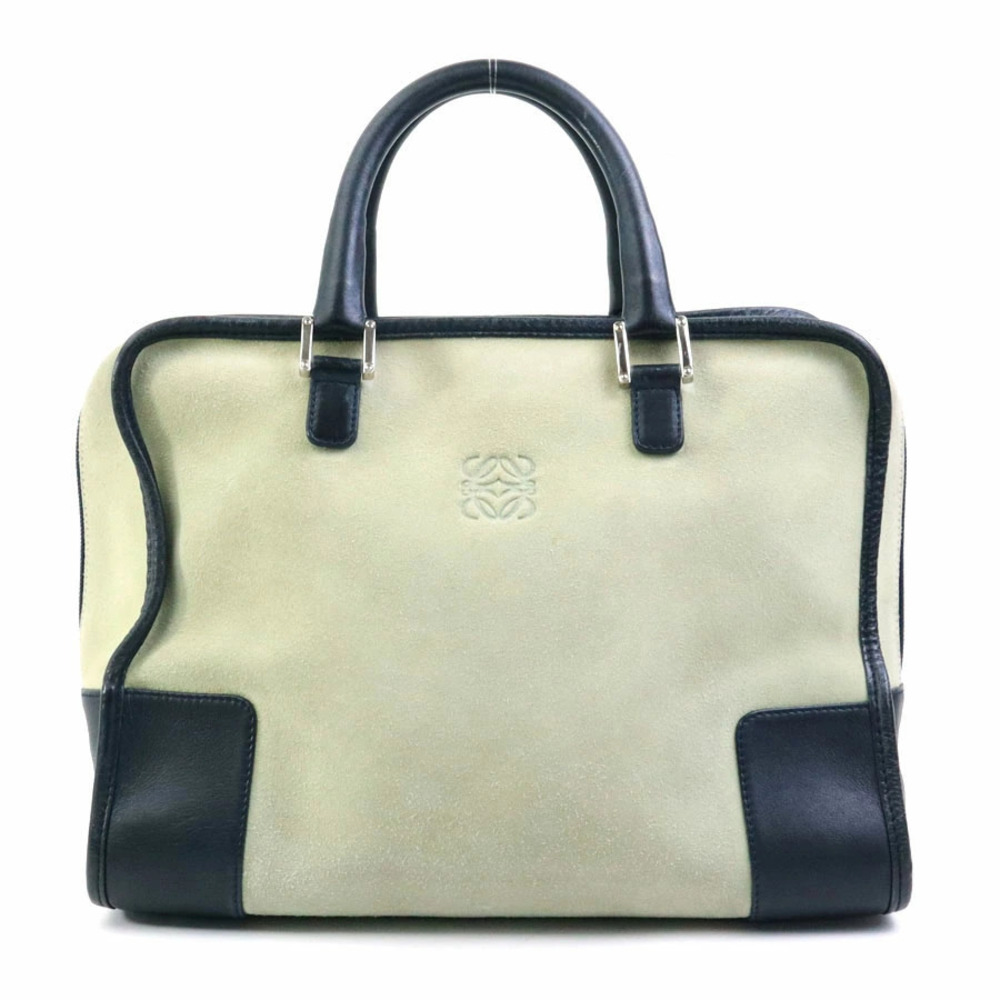 Loewe Amazona handbag suede leather green black silver